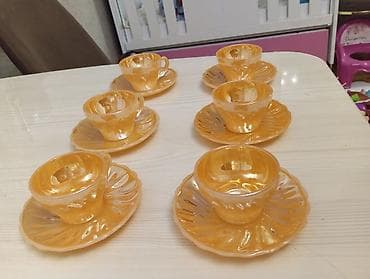 caydan: Çay dəsti, rəng - Narıncı, Şüşə, 6 nəfərlik, Almaniya — 1