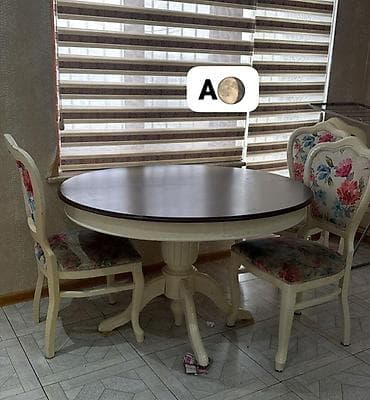 Mətbəx üçün, İşlənmiş, Açılan, Yumru masa, 6 stul