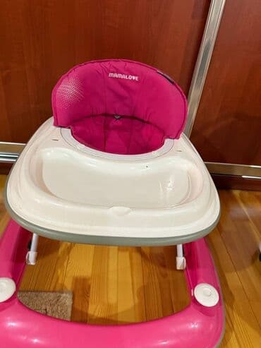 uşaq dunyası: MAMALOVE uşaq gəzdirəcəyi (walker) - Rəng: çəhrayı/ağ boz çərçivə ilə — 2