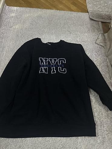 Cinslər: Qara rəngli uniseks svitşot – “NYC BROOKLYN” yazılı - Model: klassik — 1