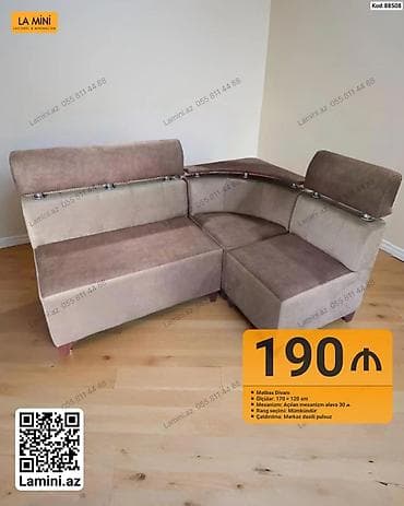 kreditle kunc divanlar: Mətbəx divanı – künc modeli - Ölçülər: 170 × 120 sm - Mexanizm — 1
