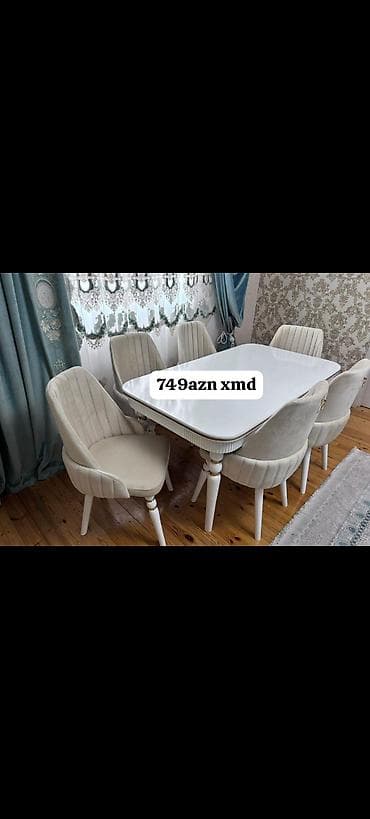 Qonaq otağı üçün, Yeni, Açılmayan, Dördbucaq masa, 6 stul — 1