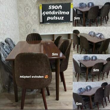 kirayə stol stul: Для кухни, Новый, Нераскладной, Прямоугольный стол, 4 стула — 20