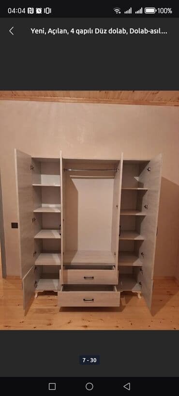 балконный шкаф: Yeni, Açılan, 4 qapılı Düz dolab, Dolab-asılqan, Azərbaycan — 4