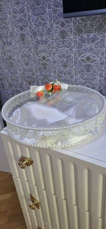 хонча на нишан: Xonça və nişan dəsti – əl işi, zərif dekorlarla - Böyük xonça qutusu — 3