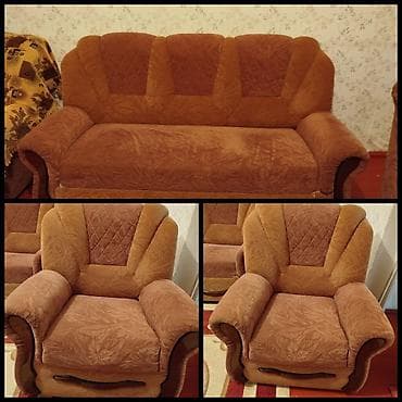 Divan və kreslo dəstləri: İşlənmiş, Divan, 2 kreslo, Bazasız, Açılmayan — 1