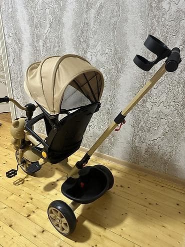 velisoped 29: Uşaq üçtəkərli velosipedi – bej rəng, ayıları xatırladan ön panel — 6