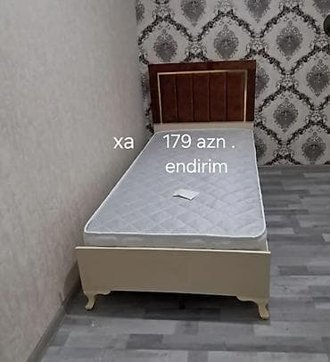 Tek nəfərlik çarpayı və döşək dəsti - Ölçü: təxmini 90x190 sm (tək