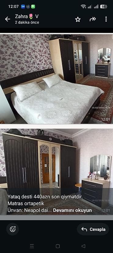 Yataq desti 440azn son qiymətdir. Matras ortapetik Ünvan: Neapol