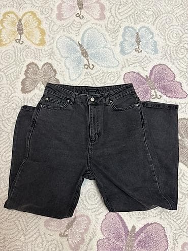 Bershka qadın flare cins şalvarı və qara denim şort dəsti - Marka — 2
