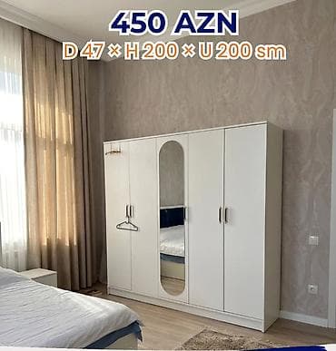 lovhe: - Məhsul: 4 qapılı geyim dolabı - Rəng: Ağ - Ölçülər: Dərinlik 47 sm × — 1