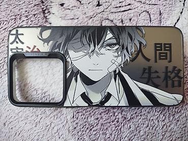 sert disk: Anime temalı telefon qabı – arxa paneldə qara‑ağ manga illüstrasiyası — 1