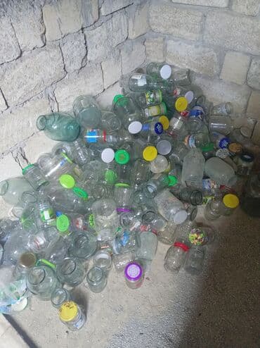 Хозтовары: Şüşə bankalar dəsti - Müxtəlif həcm və formalarda şüşə bankalar - — 1