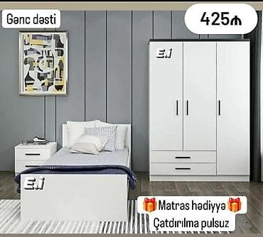 Gənc dəsti – modern, ağ rəngli yataq otağı mebel komplekti. Tərkibi