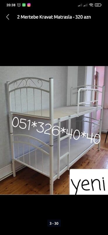 tek çarpayı: Oğlan və qız üçün, Yeni, Çarpayı, Matras ilə — 13