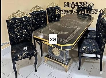 Klassik üslubda yemək otağı dəsti - Dəst: 1 ədəd düzbucaqlı süfrə