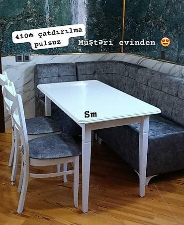 saloglu stullar: Mətbəx üçün künc dəsti – masa, divan tipli künc oturacağı və 2 stul. - — 1