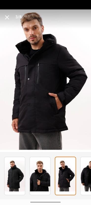 dini geyimler: Kişi qış parkası – qara rəng - Yüksək sıxlıqlı, külək və soyuğa — 3