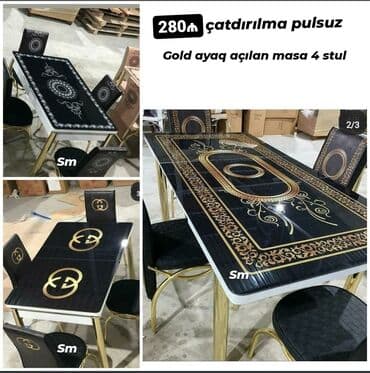 kuxna stol: 🇹🇷Türk istehsalı Möhtəşəm ✨✨ Kuxna üçün stol stul dəsti 4 stul 1 — 9