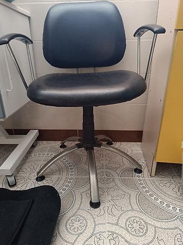 Ofis/kreslo stulu – - Material: qara süni dəri oturacaq və arxa hissə — 3