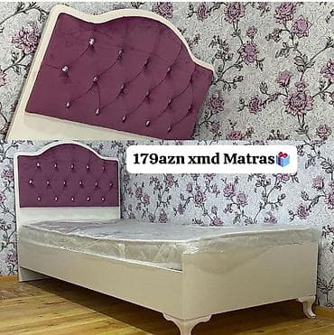 parca: Tək nəfərlik çarpayı – başlıq hissəsi bənövşəyi məxmər parça ilə — 1