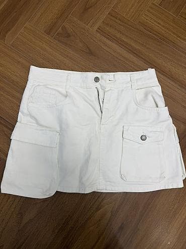 Qadın geyim dəsti – 4 ədəd 1) Ağ mini ətək-şort (skort) - Parça: sıx