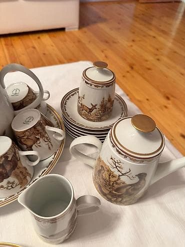 maral sekilleri: Qəhvə dəsti, rəng - Ağ, Farfor — 7