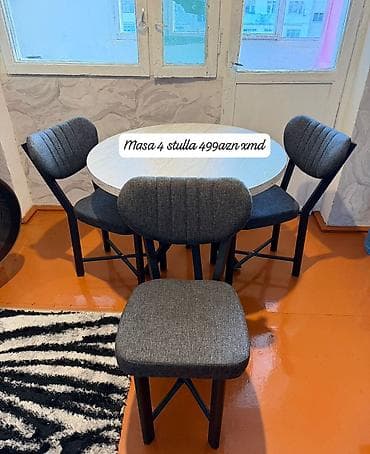 Mətbəx üçün, Yeni, Açılmayan, Yumru masa, 4 stul