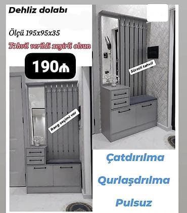Dehliz dolabı Ölçü: 195×95×35 sm Qiymət: 190₼ - Geniş güzgülü