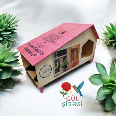 купить домик для кота: Taxta pişik evi – “Burada yerim rahatdır” yazılı - Material — 7