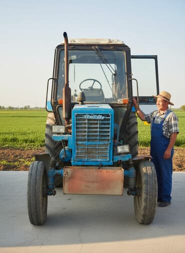 yük daşima: MTZ tipli mavi traktor - Kabinəli, iki qapılı konstruksiya, geniş ön — 2