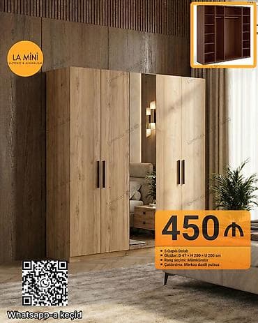 5 qapı, Rəngli, Taxta, Açılan, Düz dolab