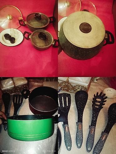 Baklar və çənlər: Emallı metal vedrə qapaqlı ve diger qablar her bir şəkildəki 10 manata — 8