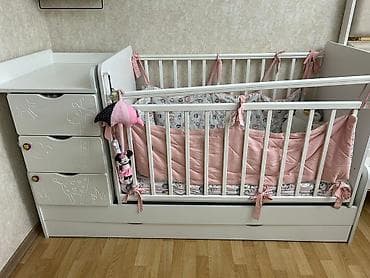 nyuton beşiyi: Oğlan və qız üçün, Dördbucaq, Beşik, Dəst ilə, Matrassız, Yellənmə mexanizmsiz — 2