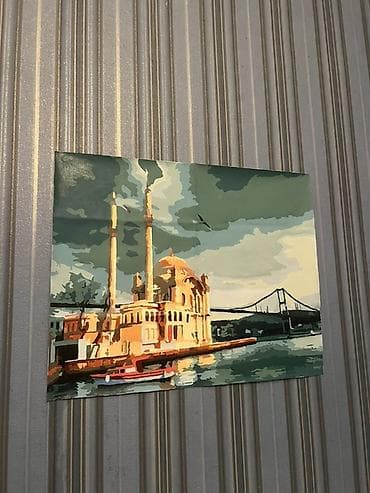 картины на заказ: Rəsm tablo – “İstanbul Boğaz mənzərəsi və məscid” - Texnika: akril — 2