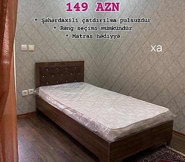 Tək nəfərlik taxta çarpayı - Başlıq hissəsi düyməli dizaynla, yumşaq lalafo.az -da Tək nəfərlik taxta çarpayı - Başlıq hissəsi düyməli dizaynla, yumşaq