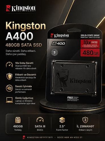 SSD diskləri: SSD disk Kingston, 480 GB, 2.5" — 1