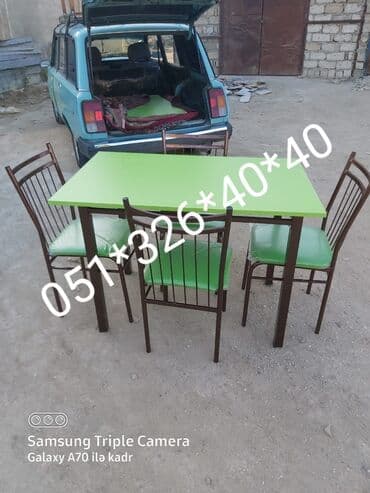 Masa və oturacaq dəstləri: Qonaq otağı üçün, Yeni, Açılan, Dördbucaq masa, 6 stul — 26