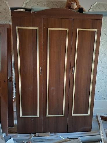 3 qapılı, Qəhvəyi, Taxta, Açılan, Düz dolab