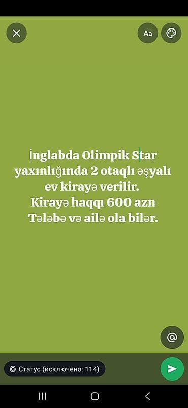 İnglabda, “Olimpik Star” yaxınlığında 2 otaqlı, əşyalı mənzil kirayə lalafo.az -da İnglabda, “Olimpik Star” yaxınlığında 2 otaqlı, əşyalı mənzil kirayə