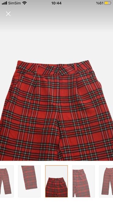 mersedes alt paltarı: Qırmızı bol paçalı şalvar — 6