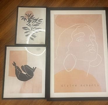 rəsm seti: Minimalist üslubda 3 ədəd çərçivəli poster seti. - Dizaynlar: - — 1