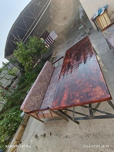 İşlənmiş, Dördbucaq masa, Açılmayan, Skameykalar ilə, Metal, Azərbaycan