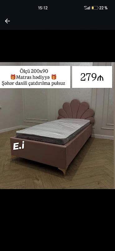 dosek az: Tək nəfərlik çarpayı – zərif dizayn - Ölçü: 200x90 sm - Başlıq — 1