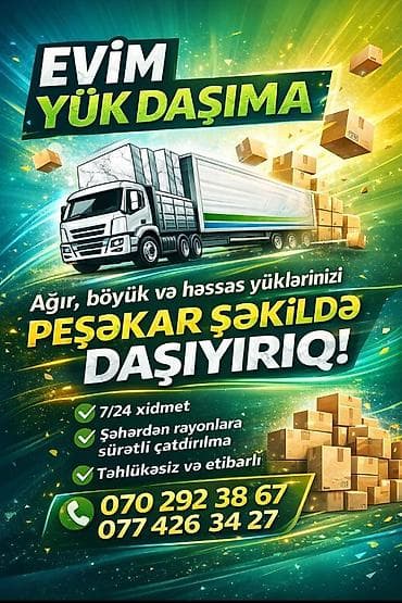 √ Yüklərin daşınması √ Evlərin köçürülməsi √ Ofislərin köçürülməsi √
