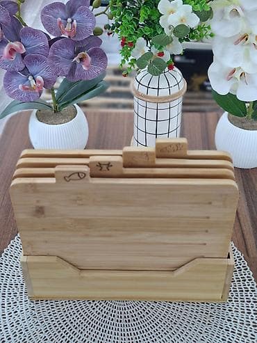 taxta lovhə: Bambuk kəsmə taxtası dəsti – 4 ədəd lövhə və saxlanma stendi - — 2