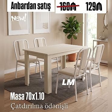 Bağ, mətbəx və eyvanlarınız üçün çox əlverişli Masa + 4 stul dəsti — 1