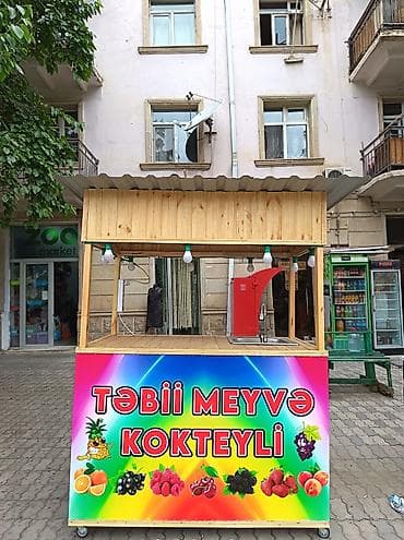 Butkalar, köşklar: Təbii Meyvə Kokteyli köşkü – mobil satış köşkü - Material: taxta — 2