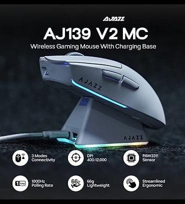 ssd hard disk: AJAZZ AJ139 V2 MC – Şarj bazalı simsiz oyun siçanı - Bağlantı: 3 — 4