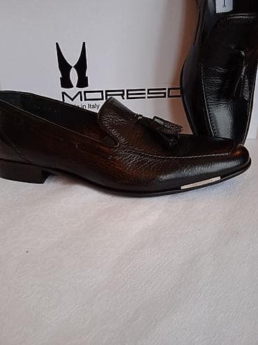 Ayaqqabılar: İtaliya "MORESCHI" firması natural dəri əl işi qara rəng 41 razmer — 2